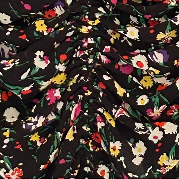 ZARA Blouse Limited edition Multicolor Ruched Long sleeves Floral Size XS - Picture 7 of 8